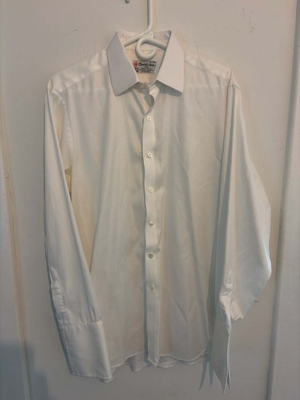 Turnbull & Asser White Herringbone Cotton Dress Shirt Size 16.5 / 42cm